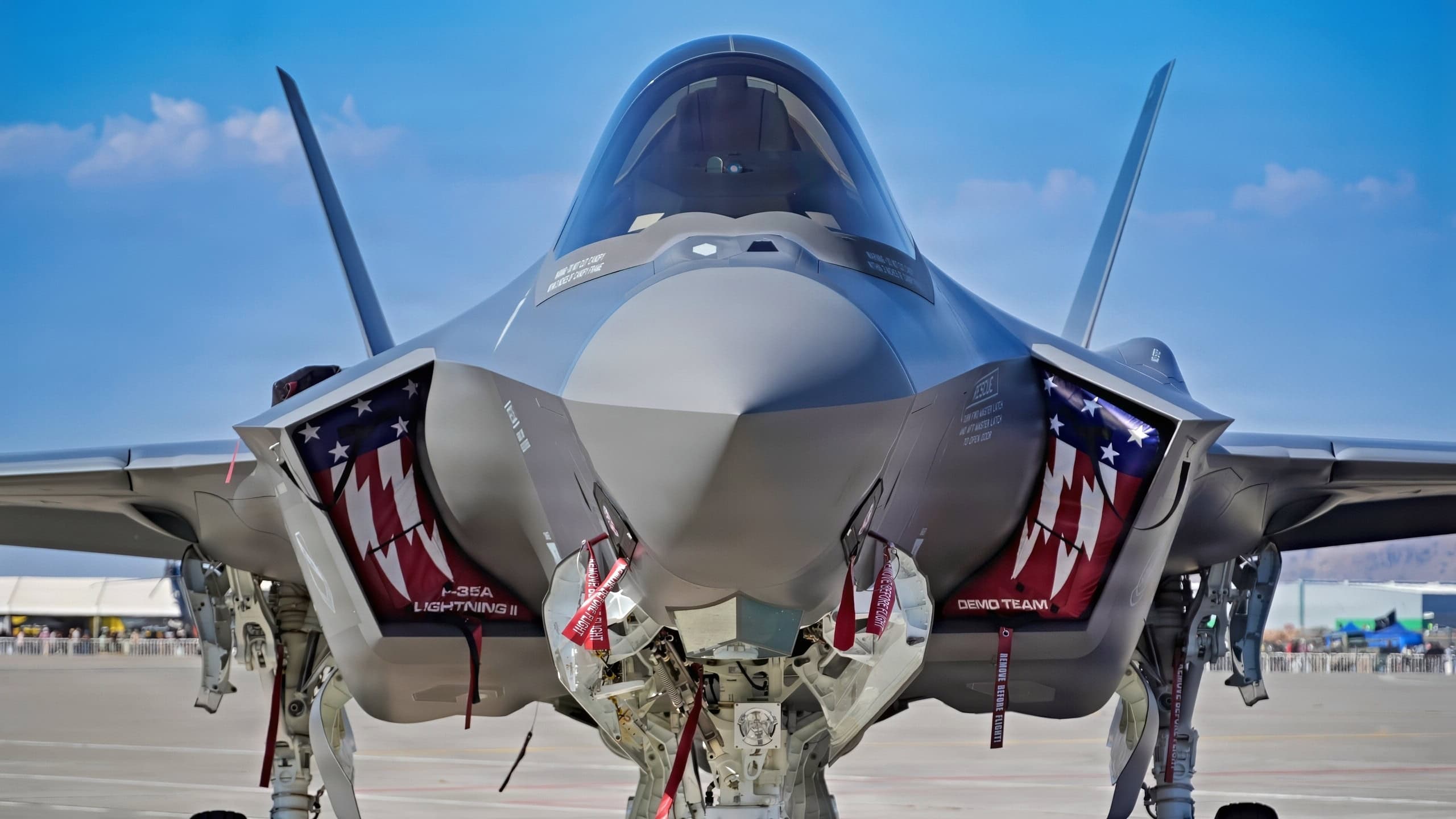 An F-35A Lightning II from the 388th Fighter Wing on display on a taxiway during Feria Internacional del Aire y del Espacio (FIDAE) in Santiago, Chile, April 11, 2026. The F-35A Lightning II is a fifth-generation multirole fighter designed for air superiority and precision strike missions. (U.S. Air Force photo by Staff Sgt. Derek Gutierrez)