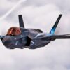 A UK F-35 flies above the Baltics on 25 May 2022.