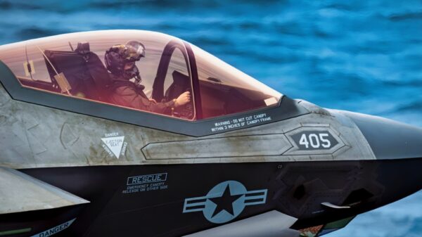 (Jan. 10, 2025) Lt. Cmdr. Joseph Anderson, of Severna Park, Md., waits for launch in an F-35C Lightning II, assigned to the “Warhawks” of Strike Fighter Squadron (VFA) 97, on the flight deck of the Nimitz-class aircraft carrier USS Carl Vinson (CVN 70), Jan. 10, 2025. Vinson, the flagship of Carrier Strike Group ONE, is underway conducting routine operations in the U.S. 7th Fleet area of operations. (U.S. Navy photo by Mass Communication Specialist 3rd Class Nate Jordan)