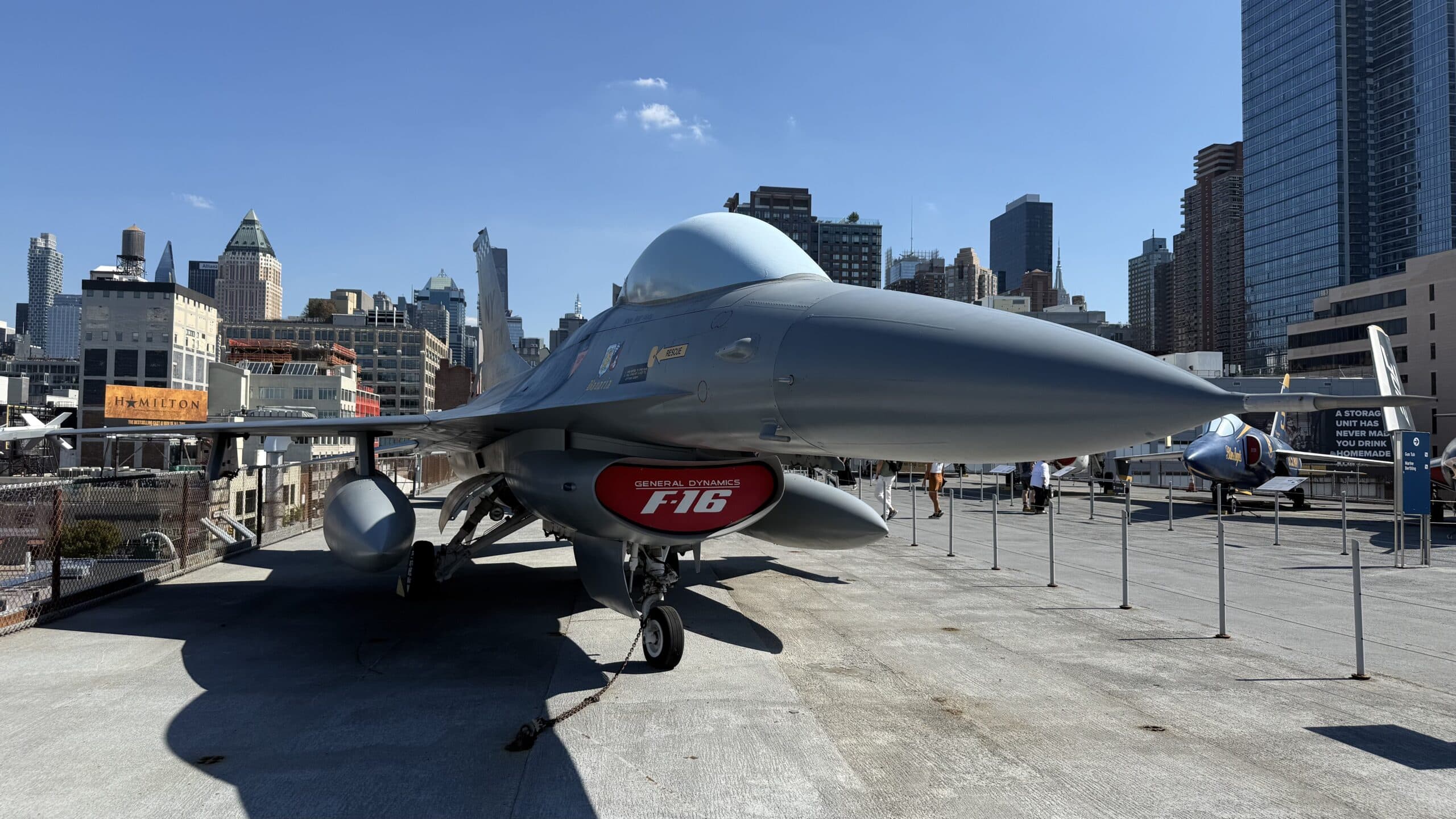 F-16 On Flight Deck of USS Intrepid. 19FortyFive.com Image. 