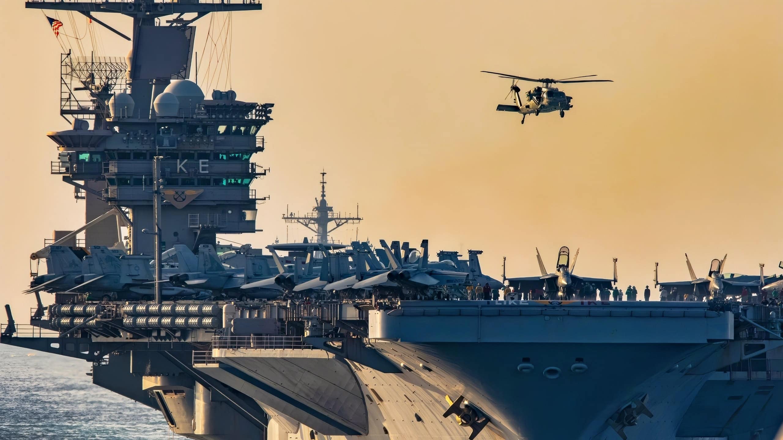 Components of the Dwight D. Eisenhower Carrier Strike Group (IKECSG), guided-missile destroyer USS Stethem (DDG 63) and French Navy frigate FS Languedoc (D 653) transited the Strait of Hormuz. IKECSG is deployed to the U.S. 5th Fleet area of operations to help ensure maritime security and stability in the Middle East Region. (U.S. Navy photo by Electronics Technician 2nd Class Daniel Goodin)