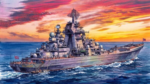 Kirov-Class Battlecruiser Russian Navy Watercolor