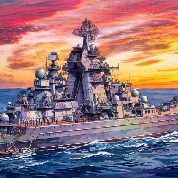 Kirov-Class Battlecruiser Russian Navy Watercolor
