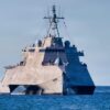 USS Kingsville (LCS 36) sails toward Naval Surface Warfare Center, Port Hueneme Division (NSWC PHD) in California on a recent morning as a flock of brown pelicans flies low over the Pacific Ocean. Homeported in San Diego, LCS 36 is an Independence-variant littoral combat ship that was commissioned in 2024. The arrival marked the ship’s first visit to NSWC PHD, where it underwent a Combat Systems Assessment Team event to ensure combat readiness. Designed to operate closer to shore than guided-missile destroyers and cruisers, USS Kingsville is outfitted for mine countermeasures missions. (U.S. Navy photo by Eric Parsons)