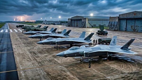 New Chinese J-20 Stealth Fighters on Runway