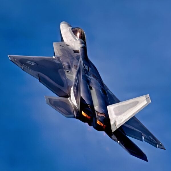 U.S. Air Force Capt. Nick “Laz” Le Tourneau, F-22 Raptor Aerial Demonstration Team pilot and commander, performs at the Airpower Over Hampton Roads Airshow 2025, Joint Base Langley-Eustis, VA, April 27th, 2025. The F-22 Raptor Aerial Demonstration showcases the unmatched maneuverability of the airframe by executing a series of combat maneuvers to inspire Americans and their allies, and deter foreign adversaries. (U.S. Air Force video by Staff Sgt. Michael Bowman)