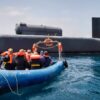 (Aug. 9, 2020) Members of the U.S. Fleet Forces Command’s Nuclear Examining Board ride a boat from the Ohio-class guided- missile submarine USS Georgia (SSGN 729), operating in the U.S. 6th Fleet area of responsibility toward Naval Station (NAVSTA) Rota, Spain’s pier after an inspection. U.S. 6th Fleet, headquartered in Naples, Italy, conducts the full spectrum of joint and naval operations, often in concert with allied and interagency partners, in order to advance U.S. national interests and security and stability in Europe and Africa. (U.S. Navy photo by Mass Communication Specialist 2nd Class Eduardo Otero)