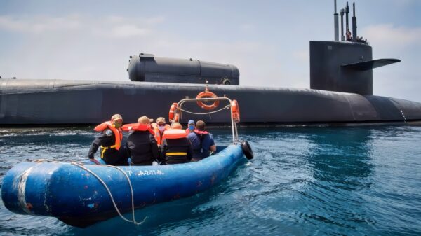 (Aug. 9, 2020) Members of the U.S. Fleet Forces Command’s Nuclear Examining Board ride a boat from the Ohio-class guided- missile submarine USS Georgia (SSGN 729), operating in the U.S. 6th Fleet area of responsibility toward Naval Station (NAVSTA) Rota, Spain’s pier after an inspection. U.S. 6th Fleet, headquartered in Naples, Italy, conducts the full spectrum of joint and naval operations, often in concert with allied and interagency partners, in order to advance U.S. national interests and security and stability in Europe and Africa. (U.S. Navy photo by Mass Communication Specialist 2nd Class Eduardo Otero)