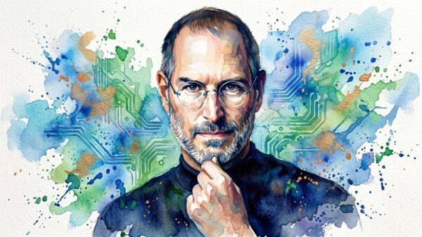 Steve Jobs Apple Watercolor