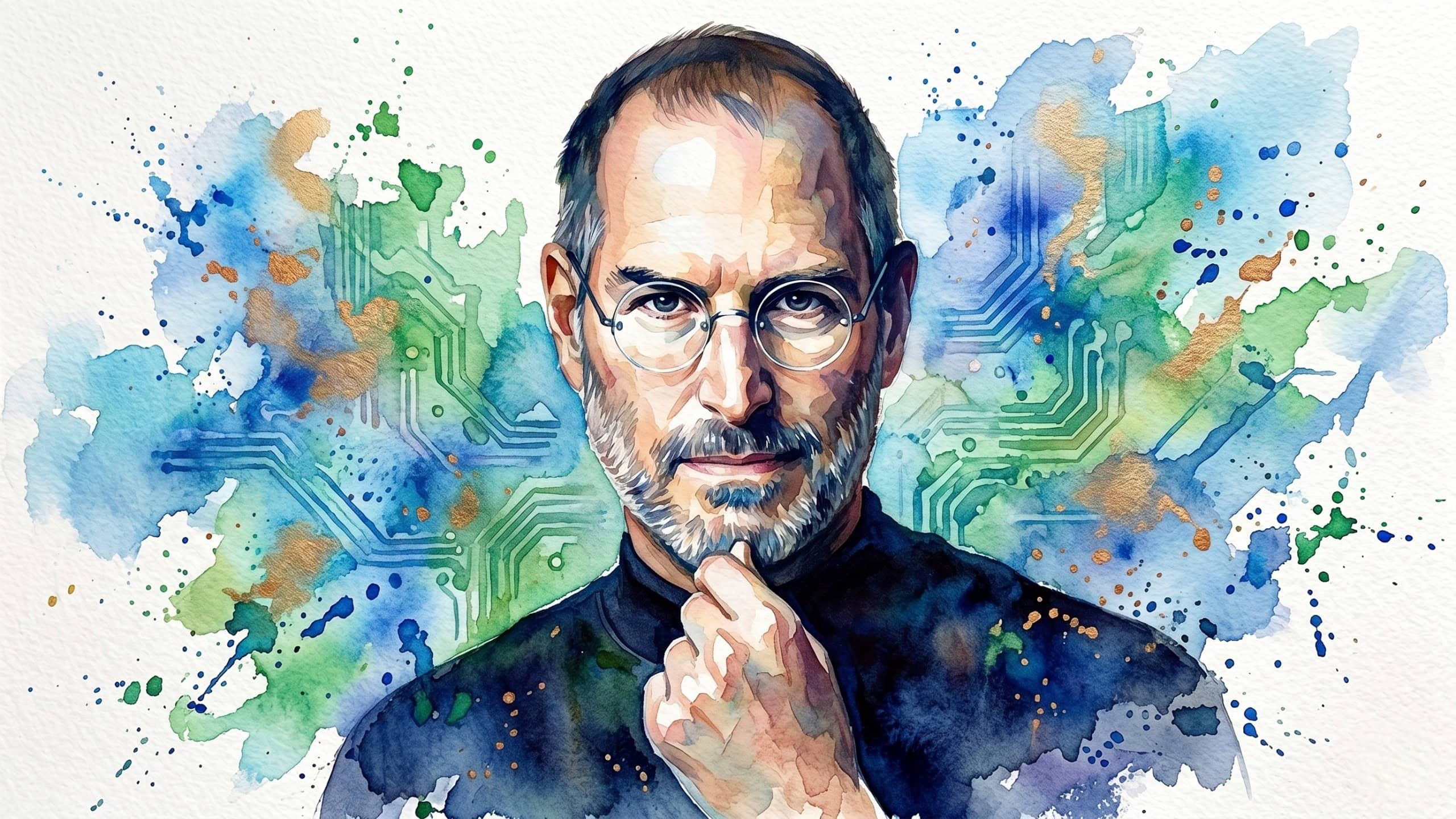 Steve Jobs Apple Watercolor