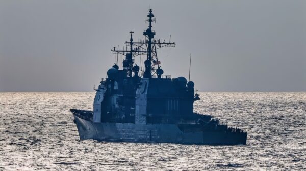 TAIWAN STRAIT (Aug. 28, 2022) Ticonderoga-class guided-missile cruiser USS Antietam (CG 54) transits the East China Sea during routine underway operations. Chancellorsville is forward-deployed to the U.S. 7th Fleet area of operations in support of a free and open Indo-Pacific. (U.S. Navy photo by Mass Communication Specialist 2nd Class Justin Stack)