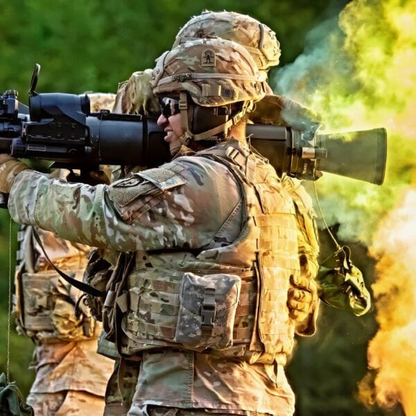 Army paratroopers assigned to the 3rd Battalion, 509th Parachute Infantry Regiment, 4th Infantry Brigade Combat Team (Airborne), 25th Infantry Division, U.S. Army Alaska, fire the M3 Multi-Role Anti-Armor Anti-Personnel Weapon System (MAAWS) during live-fire training at Joint Base Elmendorf-Richardson, Alaska, Sept. 15, 2021. The MAAWS, also known as the Carl Gustaf, is a man-portable, reusable, breech-loading, 84 mm recoilless rifle capable of destroying armored targets up to 700 meters away. (U.S. Air Force photo by Alejandro Peña)
