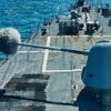 (Oct. 3, 2025) – Arleigh Burke-class guided-missile destroyer USS Gonzalez (DDG 66), fires the Mk45 5-inch gun system while underway as part of the Titans of the Sea Presidential Review. The Titans of the Sea Presidential Review is one of many events taking place throughout the country to showcase maritime capabilities as part of the U.S. Navy’s 250th birthday. America is a maritime nation. For 250 years, America’s Warfighting Navy has sailed the globe in defense of freedom. (U.S. Navy photo by Mass Communication Specialist Seaman Jayden Howard)