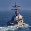 Arleigh Burke-class guided-missile destroyer USS Frank E. Petersen Jr. (DDG 121) sails in the Arabian Sea in support of Operation Epic Fury, March 18, 2026. (U.S. Navy photo)
