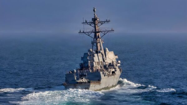 Arleigh Burke-class guided-missile destroyer USS Frank E. Petersen Jr. (DDG 121) sails in the Arabian Sea in support of Operation Epic Fury, March 18, 2026. (U.S. Navy photo)