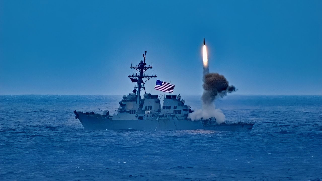 (March 24, 2022) – The Arleigh Burke-class guided-missile destroyer USS Milius (DDG 69) launches a Standard Missile (SM) 2 during Surface Warfare Advanced Tactical Training while operating in the Philippine Sea, March 24, 2022. Milius is assigned to Commander, Task Force 71/Destroyer Squadron (DESRON) 15, the Navy’s largest forward-deployed DESRON and the U.S. 7th Fleet’s principal surface force. (Courtesy photo)