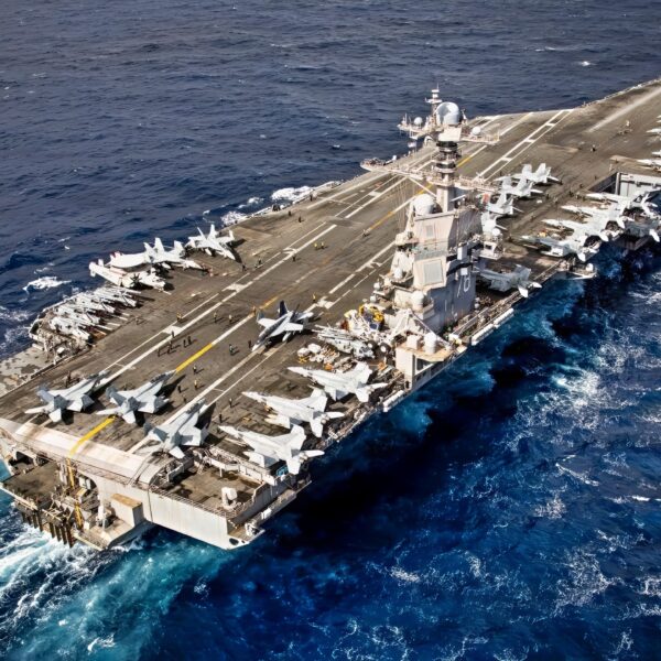 U.S. Sailors conduct routine flight deck operations on the flight deck of the world’s largest aircraft carrier, USS Gerald R. Ford (CVN 78), while underway in the Eastern Mediterranean Sea, March 22, 2026. Gerald R. Ford is on a scheduled deployment in the U.S. 6th Fleet area of operations to support the warfighting effectiveness, lethality and readiness of U.S. Naval Forces Europe Africa, and defend U.S., Allied and partner interests in the region. (U.S. Navy photo by Mass Communication Specialist 2nd Class Tajh Payne)
