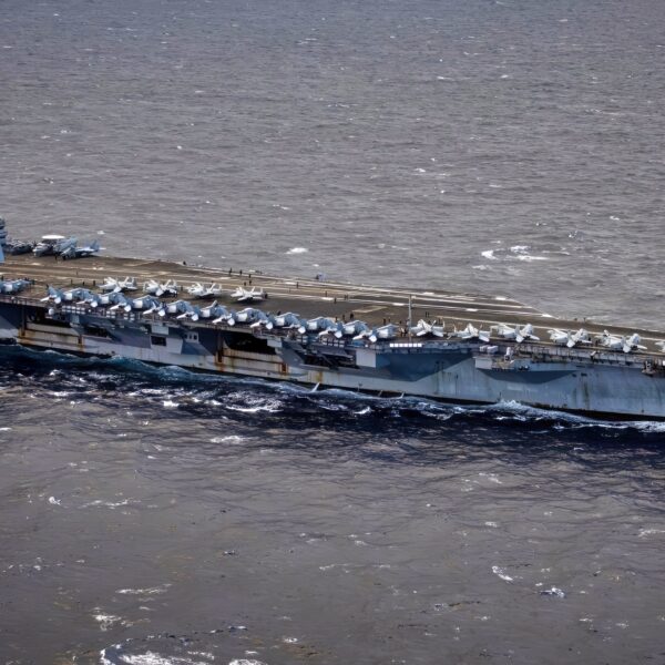 The world’s largest aircraft carrier, USS Gerald R. Ford (CVN 78), transits the Eastern Mediterranean Sea, March 22, 2026. Gerald R. Ford is on a scheduled deployment in the U.S. 6th Fleet area of operations to support the warfighting effectiveness, lethality and readiness of U.S. Naval Forces Europe Africa, and defend U.S., Allied and partner interests in the region. (U.S. Navy photo by Mass Communication Specialist 2nd Class Tajh Payne)