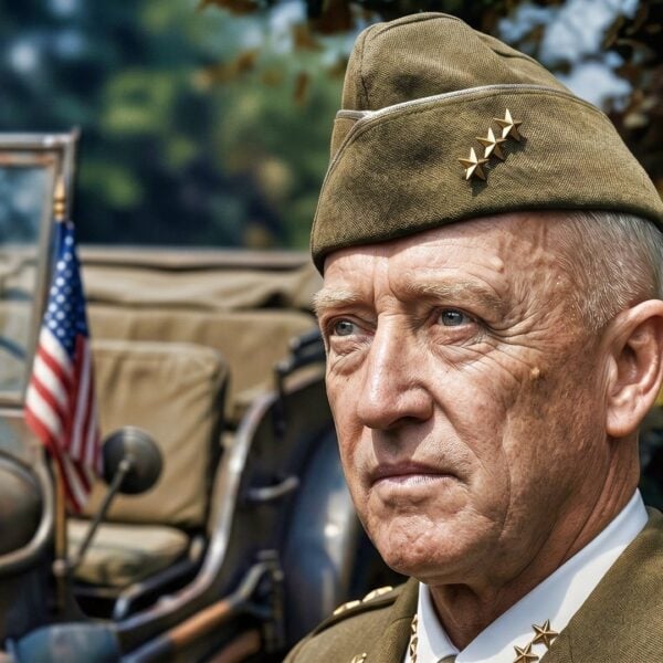 General George S. Patton Near Jeep