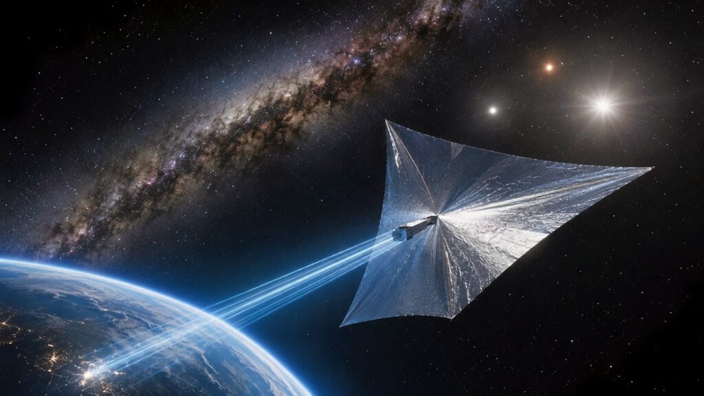 The nearest star is 25 trillion miles away -- so far that Voyager 1 would take 75,000 years to reach it -- yet the only realistic plan to get there in a human lifetime is to fire a probe smaller than a computer chip down a beam of Earth-based lasers at a fifth the speed of light.