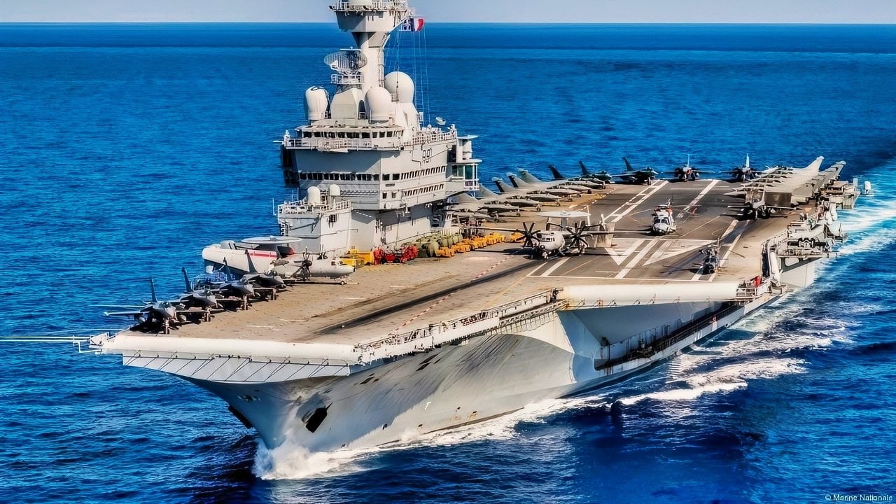 Charles de Gaulle Aircraft Carrier at Sea