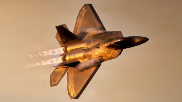 U.S. Air Force Capt. Nick “Laz” Le Tourneau, pilot and commander of the F-22 Raptor Aerial Demonstration Team, performs an aerial demonstration during the 52nd Annual SUN 'n FUN Aerospace Expo in Lakeland, Florida, April 18, 2026. Capt. Le Tourneau showcased the unmatched capabilities of the F-22 to the SUN ‘n FUN crowds by performing multiple series of combat maneuvers. (U.S. Air Force photo by Staff Sgt. Lauren Diaz)