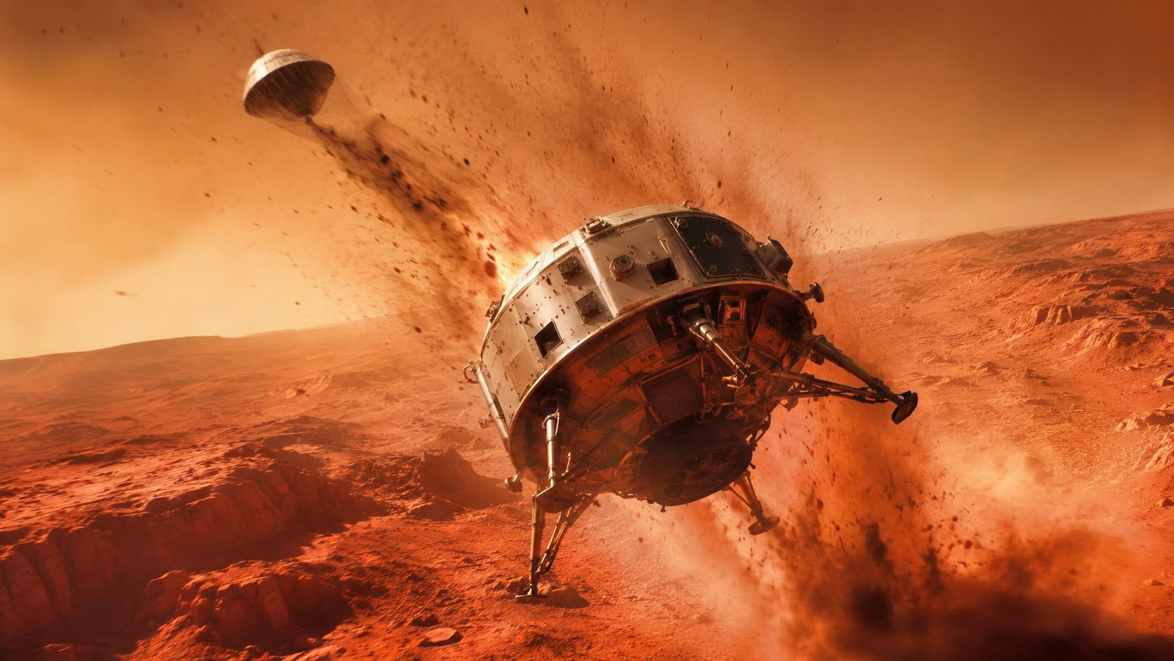 Lander Crashing on Mars