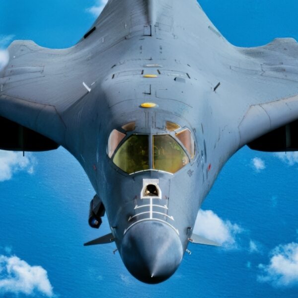 A U.S. Air Force B-1B Lancer prepares to refuel behind a KC-135 Stratotanker during a bomber air demonstration over the U.S. Southern Command area of responsibility Oct. 23, 2025. The demonstration showcased Southern Command’s ability to quickly mobilize and enable the rapid establishment of credible, combat-ready forces with effective and overwhelming force.(U.S. Air Force photo by Airman 1st Class Daniel Harrell)