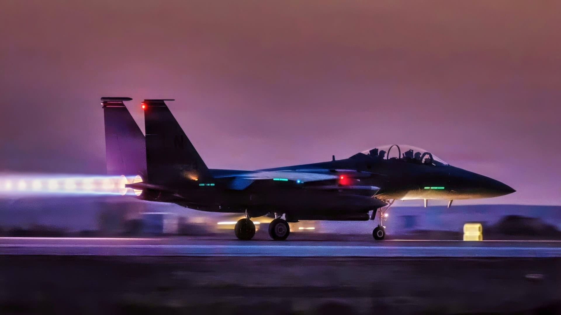A U.S. Air Force F-15E Strike Eagle aircraft takes off at a base in the Middle East, April 28, 2026. The F-15 is an all-weather, extremely maneuverable, tactical fighter designed to permit the Air Force to gain and maintain air supremacy over the battlefield. (U.S. Air Force photo by Master Sgt. Nathan Lipscomb)