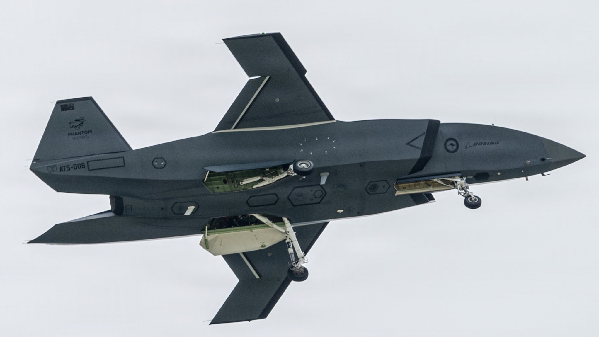 A Boeing Defence Australia’s MQ-28 Ghost Bat, a production representative test aircraft, performs a flyover during Exercise Valiant Shield 2026 over Rota, Commonwealth of the Northern Mariana Islands, June 25, 2026. Collaborative Combat Aircraft are semi-autonomous aircraft that operate under the oversight of human operators.