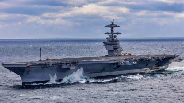 Pre-Commissioning Unit John F. Kennedy (CVN 79) transits the Atlantic Ocean during Builder's Sea Trials, Jan. 28, 2026. Builder’s Trials provide an opportunity to test ship systems and components at sea for the first time, and make required adjustments prior to additional underway testing. (U.S. Navy photo by Mass Communication Specialist 2nd Class Kaitlin Young)