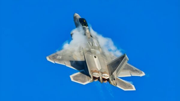A U.S. Air Force F-22 Raptor, assigned to the F-22 Demonstration Team, executes precision aerial maneuvers during a practice airshow at Hill Air Force Base, Utah, Dec. 5, 2024. The practice session helps ensure the team maintains peak performance and readiness during the off-season. (U.S. Air Force photo by Senior Airman Nicholas Rupiper)