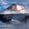 An F-35C Lightning II assigned to Strike Fighter Squadron (VFA) 147 taxis on the flight deck of Nimitz-class aircraft carrier USS George Washington (CVN 73) during flight operations in the Atlantic Ocean, Jan. 17, 2024. George Washington is underway in support of carrier qualifications. (U.S. Navy photo by Mass Communication Specialist 2nd Class John T. Jarrett)