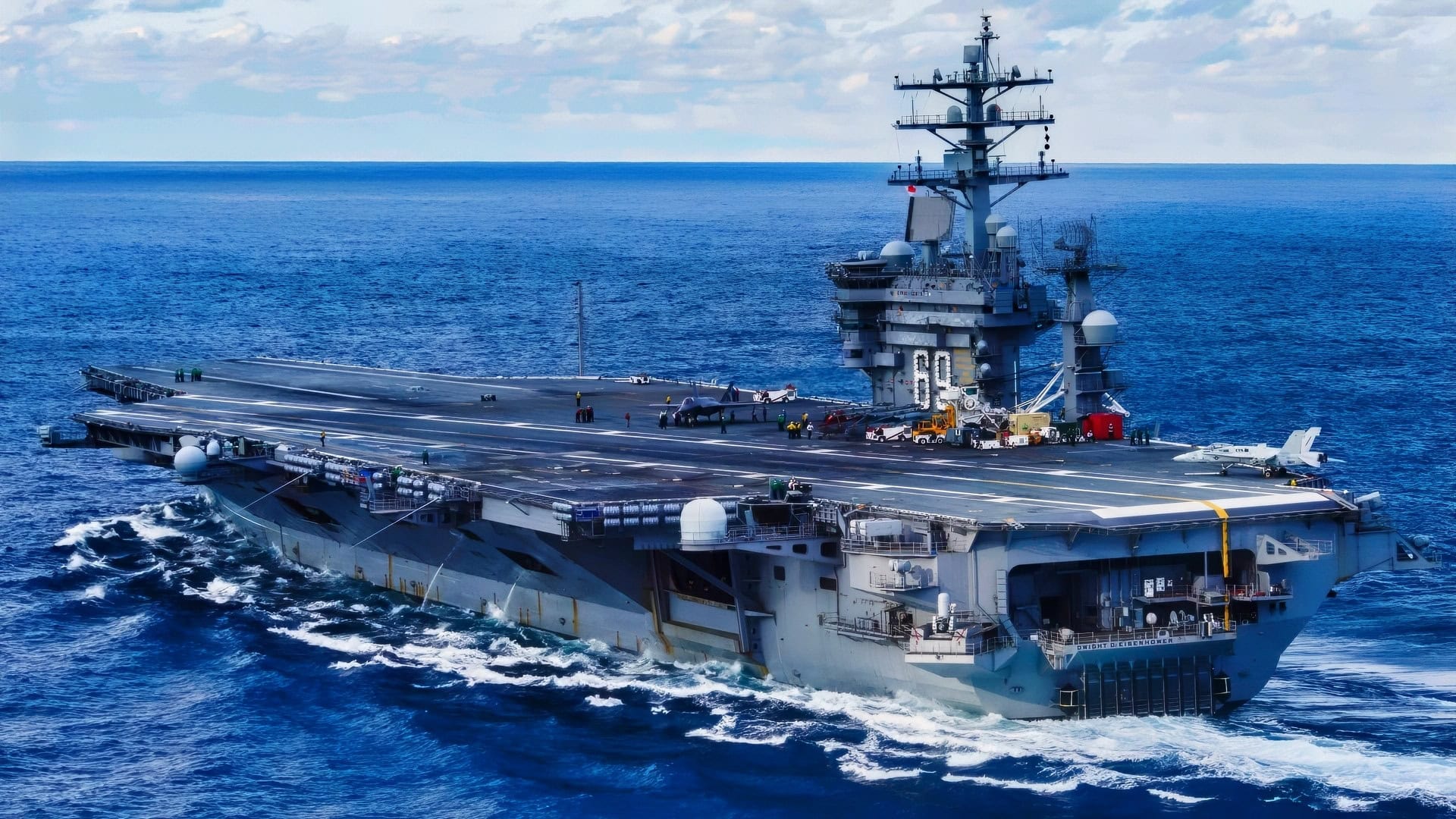 ATLANTIC OCEAN (Oct. 4, 2015) – An F-35C Lightning II carrier variant joint strike fighter assigned to the Salty Dogs of Air Test and Evaluation Squadron (VX) 23 prepares to take off from the flight deck of the aircraft carrier USS Dwight D. Eisenhower (CVN 69). The F-35C Lightning II Pax River Integrated Test Force is currently conducting follow-on sea trials aboard the Eisenhower. (U.S. Navy photo by Mass Communication Specialist 3rd Class Jameson E. Lynch/Released)