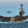 (July 18, 2011) TIMOR SEA An E-2C Hawkeye approaches the flight deck of USS George Washington (CVN 73), after participating in a simulated air strike over Australia. George Washington is participating in Talisman Saber 2011, a bilateral exercise intended to enhance planning and readiness between Australia and the U.S. (U.S. Navy photo by Mass Communication Specialist 3rd Class Andrew Ryan Smith/Released)