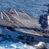 ATLANTIC OCEAN (Oct. 29, 2019) USS Gerald R. Ford (CVN 78) conducts high-speed turns in the Atlantic Ocean. Ford is at sea conducting sea trials following the in port portion of its 15 month post-shakedown availability. (U.S. Navy photo by Mass Communication Specialist 3rd Class Connor Loessin)