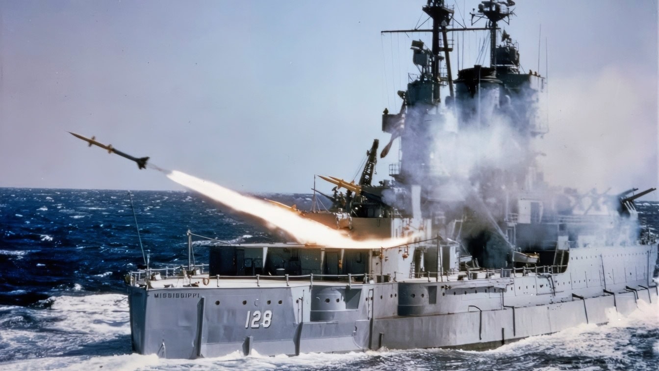 USS Mississippi firing a Terrier missile