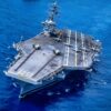 Twenty-six ships from 13 partner and allied nations steam in formation with Nimitz-class aircraft carrier USS Nimitz (CVN 68) as part of Fleet Exercise (FLEETEX) 250 in the Atlantic Ocean, June 25, 2026. Nimitz is underway taking part in Fleet Exercise (FLEETEX) 250, a series of structured multilateral training events at-sea, aimed at building cohesiveness, validating tactical procedures, and strengthening the interoperability of participating units—which include warships, aircraft, and crews from the U.S. and 13 partner and allied nations. (U.S. Navy photo by Mass Communication Specialist 3rd Class Gina M. Gallia)