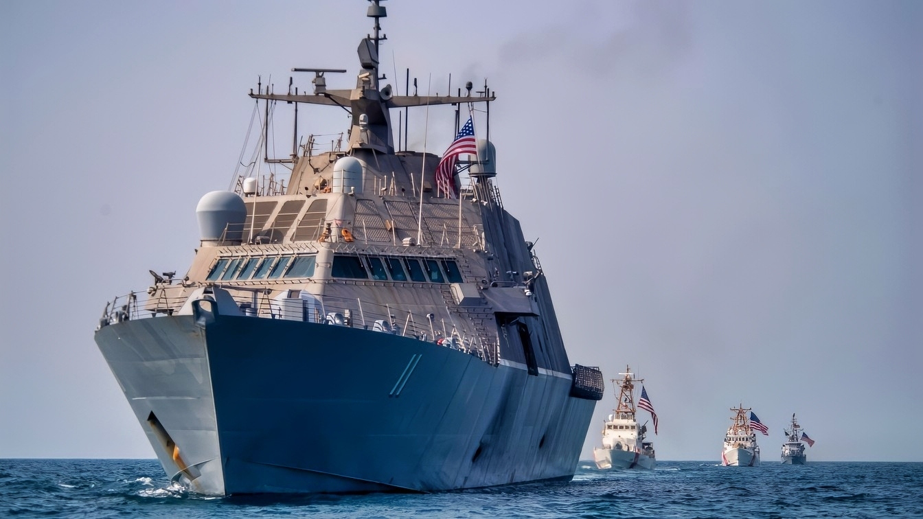 ARABIAN GULF (June 26, 2022) Littoral combat ship USS Sioux City (LCS 11), U.S. Coast guard cutters USCGC Baranof (WPB 1318) and USCGC Robert Goldman (WPC 1142) and coastal patrol ship USS Thunderbolt (PC 12) sail in the Arabian Gulf, June 26. U.S. naval forces regularly operate across the Middle East region to help ensure security and stability. (U.S. Navy photo by Chief Mass Communication Specialist Roland A. Franklin)