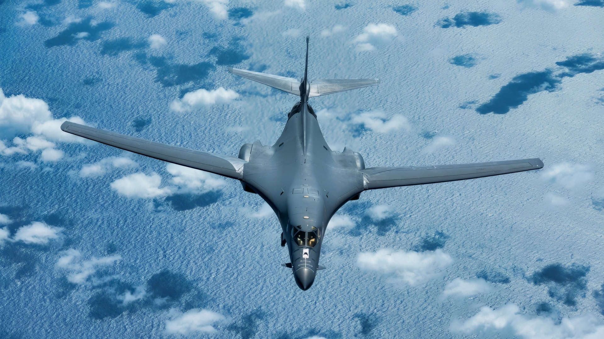 A U.S. Air Force B-1B Lancer assigned to the 37th Expeditionary Bomb Squadron, Ellsworth Air Force Base, South Dakota, flies over the Indo-Pacific theater during a Bomber Task Force mission, Nov. 9, 2022. The U.S. Air Force is committed to upholding a rules-based, free and open Indo-Pacific that respects every nation and ensures the peaceful resolution of disputes free from coercion. (U.S. Air Force photo by Senior Airman Yosselin Campos)