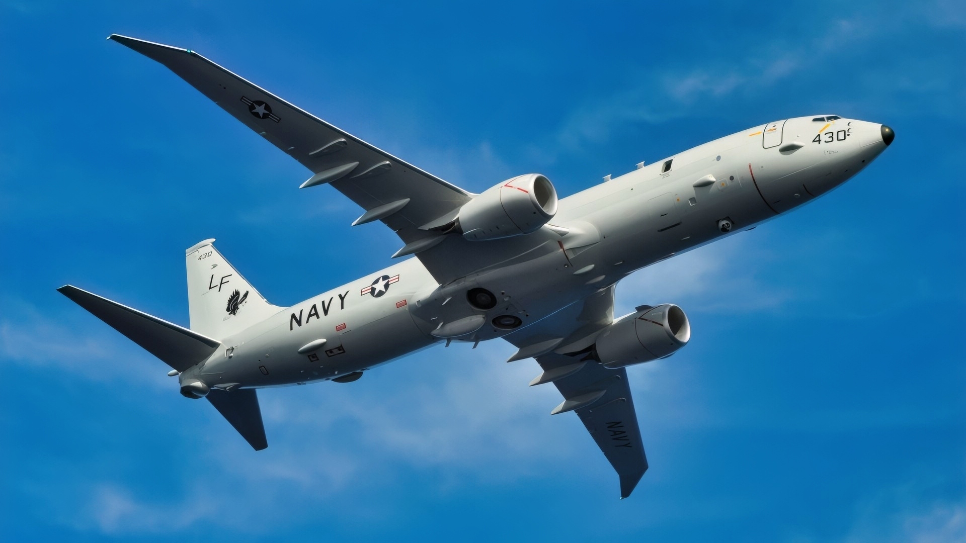A P-8A Poseidon assigned to Patrol Squadron (VP) 16 is seen in flight over Jacksonville, Fla. (U.S Navy photo by Personnel Specialist 1st Class Anthony Petry)