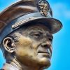 A 9-foot tall bronze statue of Fleet Adm. Chester Nimitz is unveiled at a statue dedication ceremony in front of the Battleship Missouri Memorial. Created by sculptor Rip Caswell, the statue depicts Nimitz as he appeared in battle in 1944. Nimitz commanded the largest ocean area and most ships of any single commander in history. (U.S. Navy photo by Mass Communication Specialist 1st Class Daniel Barker/Released)