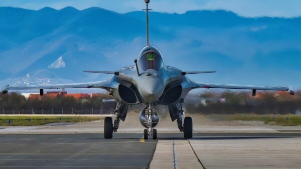 A Croatian Dassault Rafales taxis before the first-ever dual take-off with U.S. Air Force F-16 Fighting Falcons during Exercise Fighting Wyvern 25-01 at Pleso Air Base, Croatia, March 12, 2025. Exercise Fighting Wyvern was executed to prepare U.S. forces and Allies to combat future threats to the European theater. (U.S. Air Force Photo by Senior Airman Brooke Wise)