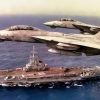 F-14 Tomcat Above US Navy Aircraft Carrier