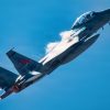 An F-15EX from the 123rd Fighter Squadron soars through the air at the Oregon International Air Show in McMinnville, Ore., Aug. 16, 2026. (U.S. Air National Guard photo by Tech. Sgt. Alexander Frank)