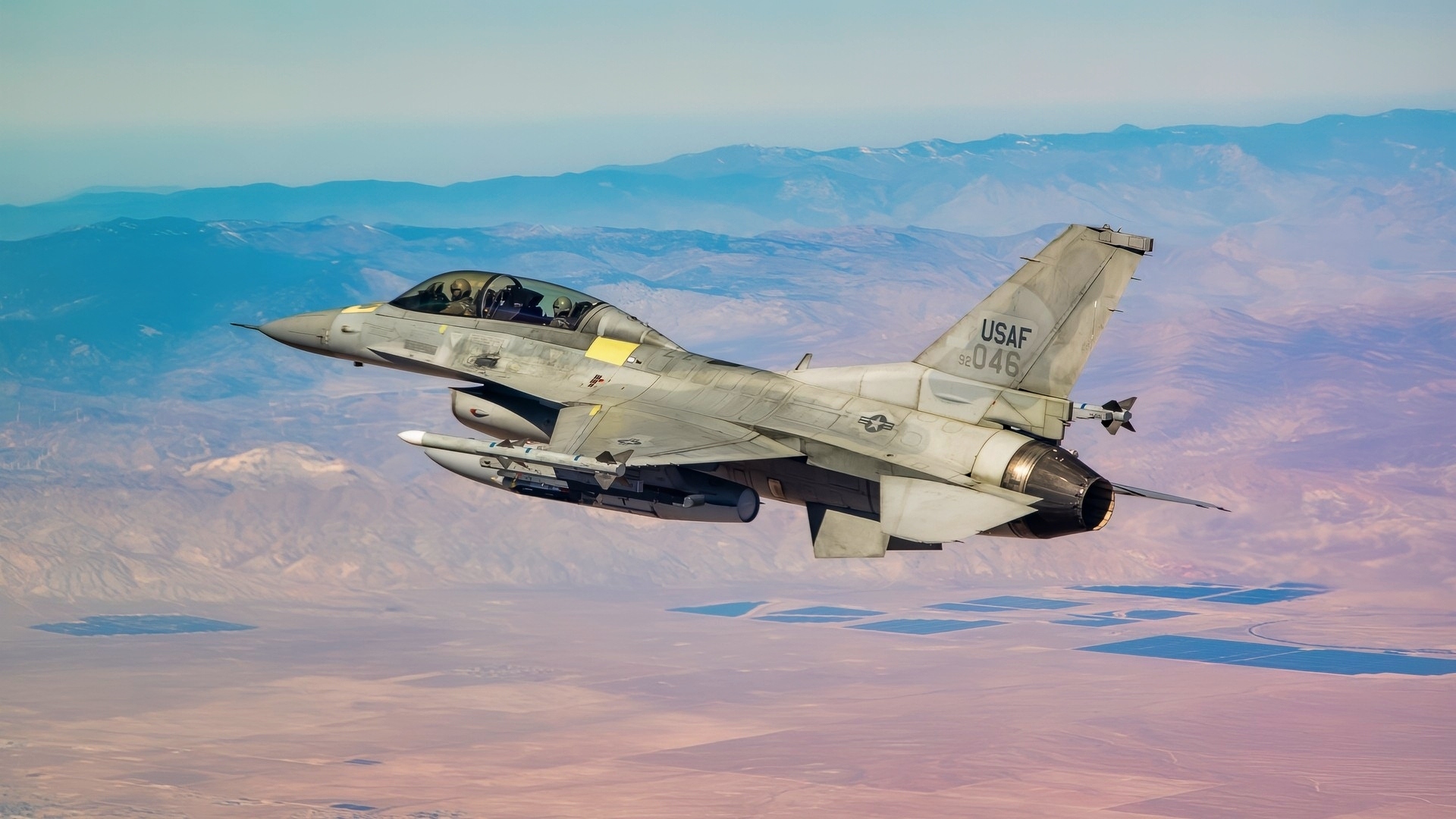 An F-16 assigned to the 416th Flight Test Squadron flies into position over the Precision Impact Range Area on Edwards Air Force Base, California, Feb. 26. The successful drop test was in support of the Korea F-16 Update Program. The ROKAF currently operates 133 KF-16C/D Block 50/52 fighter aircraft, all of which will undergo extensive modernization and upgrades as part of the comprehensive improvement program. Lockheed Martin was awarded a $1.2 billion contract to retrofit the 133 KF-16s and upgrade them to the advanced F-16V configuration, which is the latest technologically and most advanced version of the fourth generation fighter jet. (Air Force photo by Ethan Wagner)