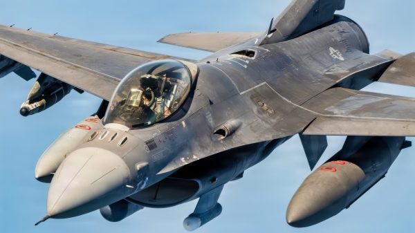 A U.S. Air Force F-16 Fighting Falcon aircraft flies in the U.S. Central Command area of responsibility Sept. 8, 2026. (U.S. Air Force photo by Tech. Sgt. Tiffany A. Emery)