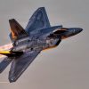 U.S. Air Force Capt. Nick “Laz” Le Tourneau, pilot and commander of the F-22 Raptor Aerial Demonstration Team, flies over Virginia Beach, Virginia, Sept. 19, 2026. The flyover occurred as part of the Naval Air Station Oceana Air Show “Beach Blast”. The event included a free concert with the U.S. Fleet Forces Band, a parachute jump from Skydive Suffolk and flyovers from VFA-106 Rhino Demonstration Team and the F-22 Demo team. (U.S. Air Force photo by Staff Sgt. Mary Bowers)