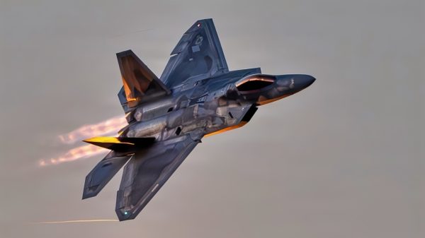 U.S. Air Force Capt. Nick “Laz” Le Tourneau, pilot and commander of the F-22 Raptor Aerial Demonstration Team, flies over Virginia Beach, Virginia, Sept. 19, 2026. The flyover occurred as part of the Naval Air Station Oceana Air Show “Beach Blast”. The event included a free concert with the U.S. Fleet Forces Band, a parachute jump from Skydive Suffolk and flyovers from VFA-106 Rhino Demonstration Team and the F-22 Demo team. (U.S. Air Force photo by Staff Sgt. Mary Bowers)