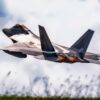 A U.S. Air Force F-22 Raptor assigned to the 525th Fighter Squadron, 3rd Wing, Joint Base Elmendorf-Richardson, Alaska, takes off at Andersen Air Force Base, Guam, Aug. 9, 2021. Approximately 800 Airmen and 35 aircraft participated in Pacific Air Forces’ Dynamic Force Employment operation in Guam and Tinian. The operation focused on projecting forces into the U.S. Indo-Pacific Command’s area of responsibility in support of the 2018 National Defense Strategy, calling on the military to be a more lethal, adaptive and resilient force. (U.S. Air Force photo by Master Sgt. Richard P. Ebensberger)